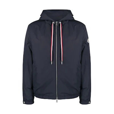 Moncler SS23 Midnight Blue Striped Rope Badge Jacket Men I10911A0006754A9174S