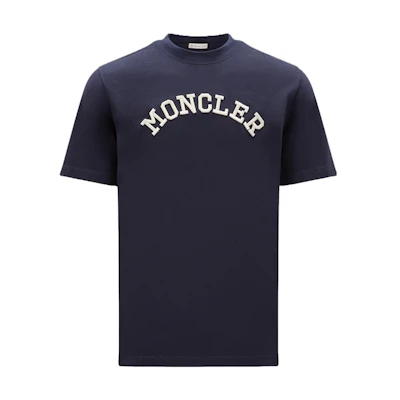 Moncler SS23 Navy Blue Embroidered Logo Crewneck T-Shirt Fit. I20918C0006489AA2778