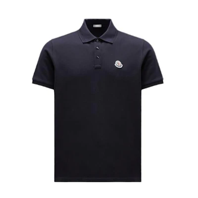 Moncler SS23 Navy Blue Logo Short Sleeve Polo Shirt I20918A000128455677X