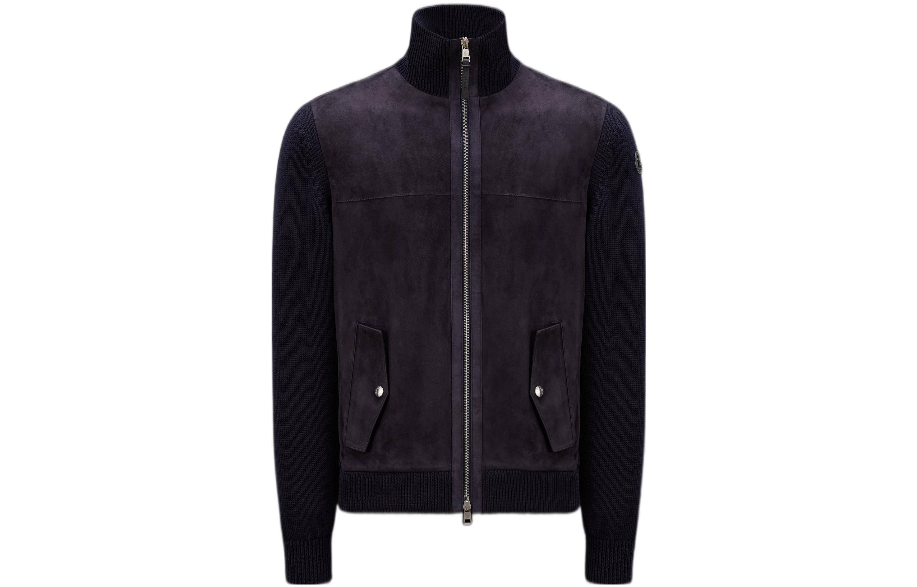 Moncler SS23 Navy Blue Panel High Neck Zip Jacket Long Sleeve I10919B00015M1509742