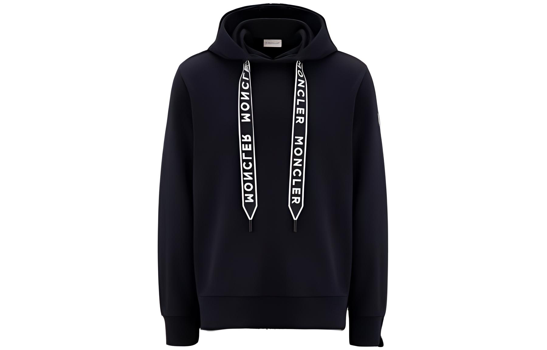 Moncler SS23 Navy Blue Plain Logo Patch Casual Hoodie I10918G00023809KR778