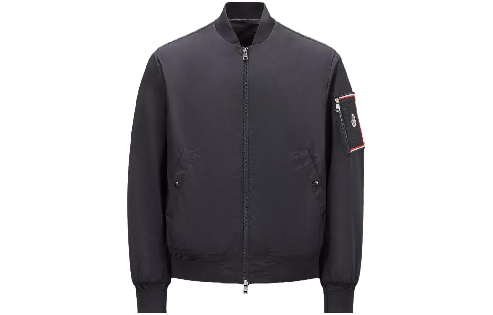 Moncler SS23 Navy Blue Solid Color Baseball Collar Jacket for Men I10911A0015654A81778
