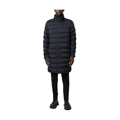 Moncler SS23 Navy Blue Unisex Hooded Mid-Length Down Jacket. H20911C0002268352742