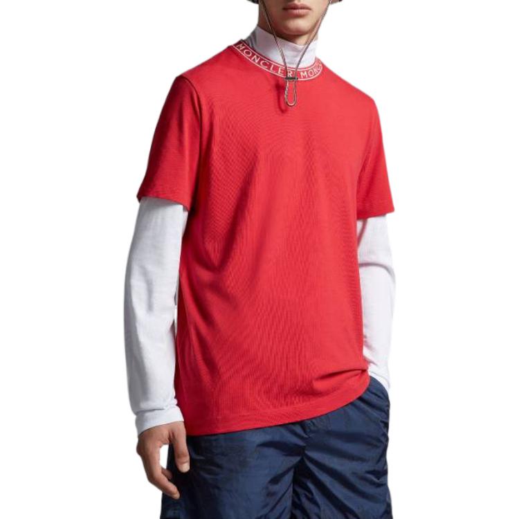 Moncler SS23 Red Crewneck T-Shirt with Letter Print I10918C000128390T477 圖 5