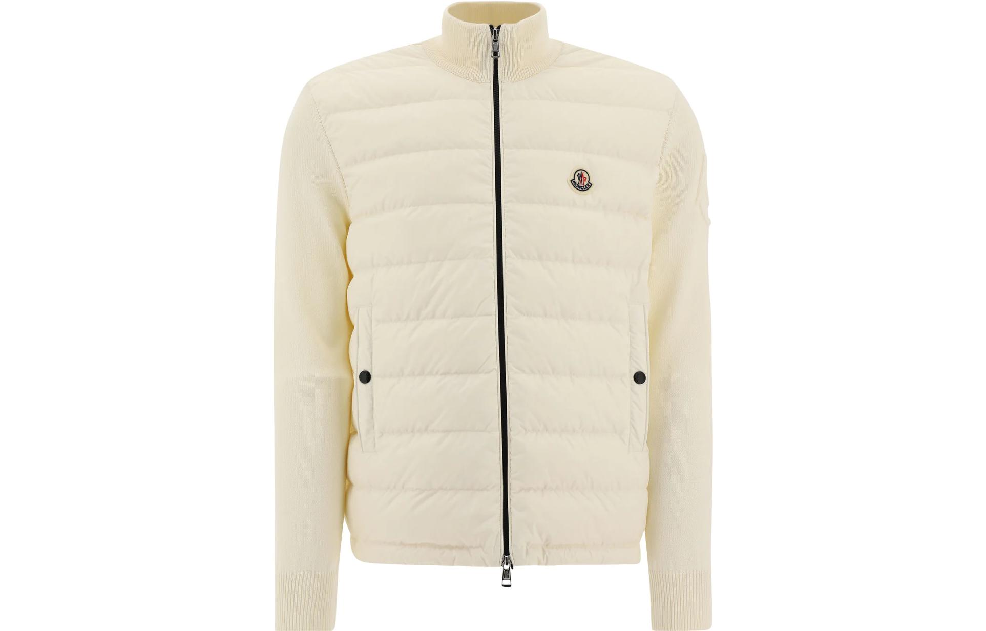 Moncler SS23 Short Puffer Jacket with Logo Patch and Stand Collar 9B00007M1115034