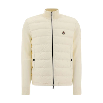 Moncler SS23 Short Puffer Jacket with Logo Patch and Stand Collar 9B00007M1115034