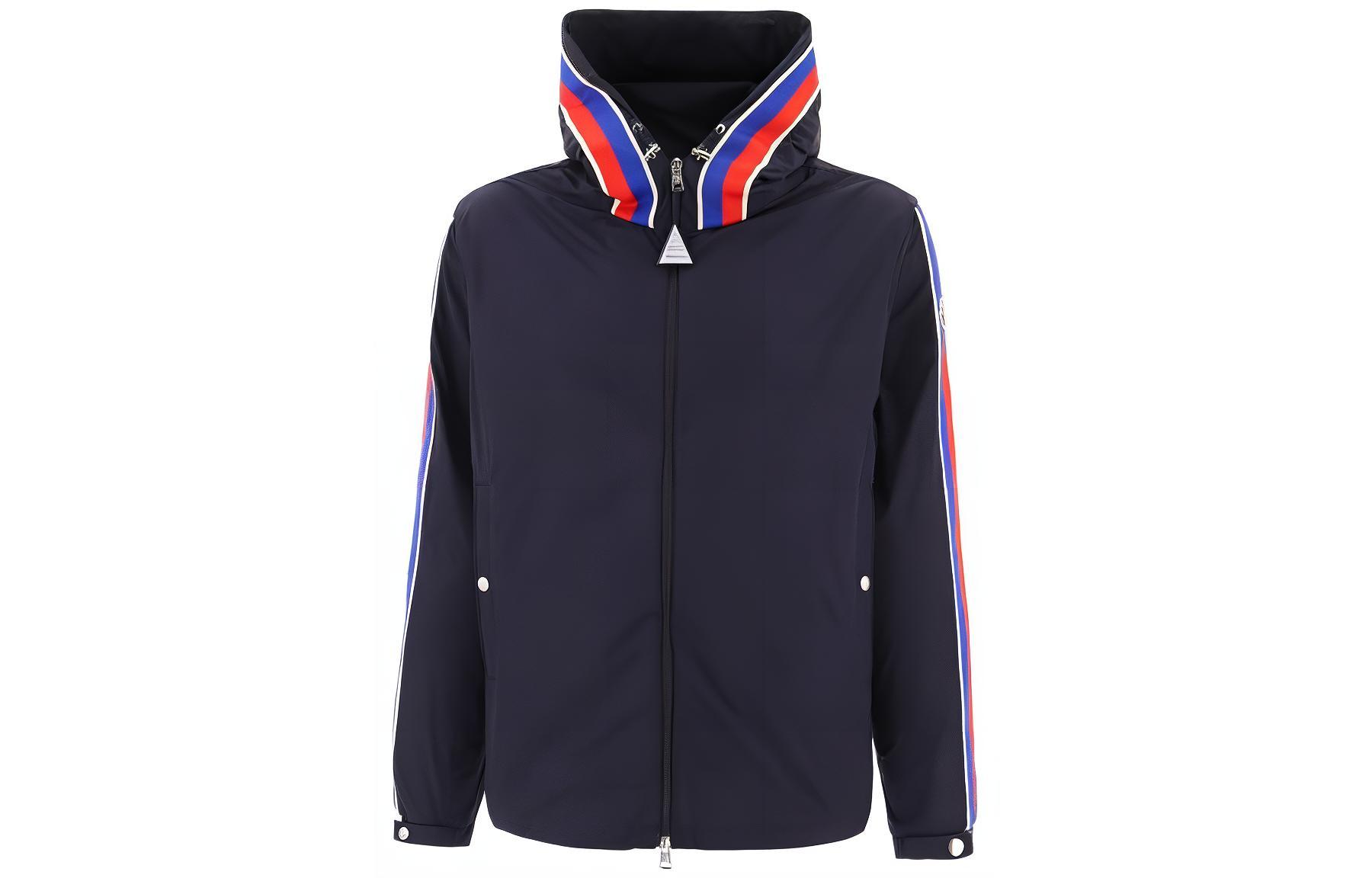 Moncler SS23 Side-Zip Long-Sleeve Jacket Navy Blue 1A0017354A9174S