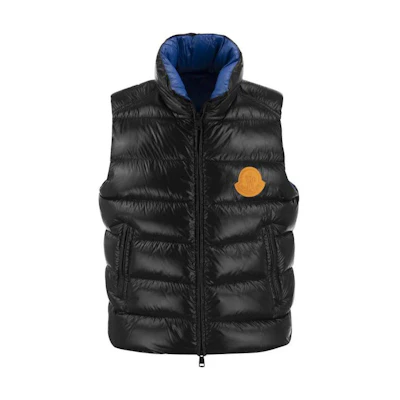 Moncler SS23 Ski Season Parke Black Down Vest Unisex Short High-Neck Jacket. I10911A00046M2648P97