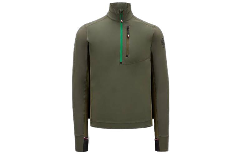 Moncler SS23 Slim Fit Zip-Up Long Sleeve Sweatshirt Dark Green I10978G00004829JP83N