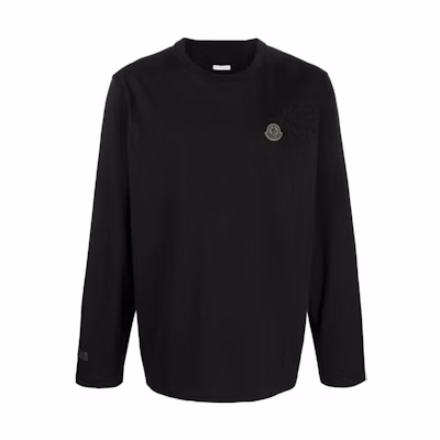 Moncler SS23 Solid Color Embroidered Sweatshirt Men’s Black I10918D00010899YU