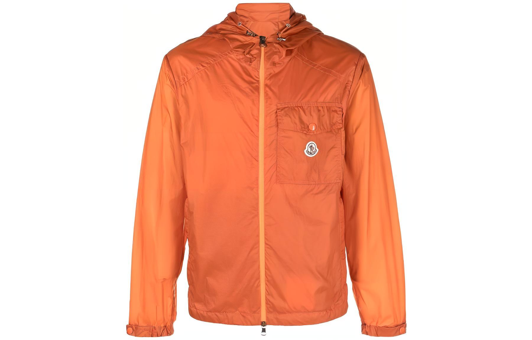 Moncler SS23 Solid Color Hooded Long-Sleeve Jacket Orange () 1A00152595F3SAMAKAR336