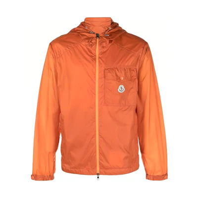Moncler SS23 Solid Color Hooded Long-Sleeve Jacket Orange () 1A00152595F3SAMAKAR336