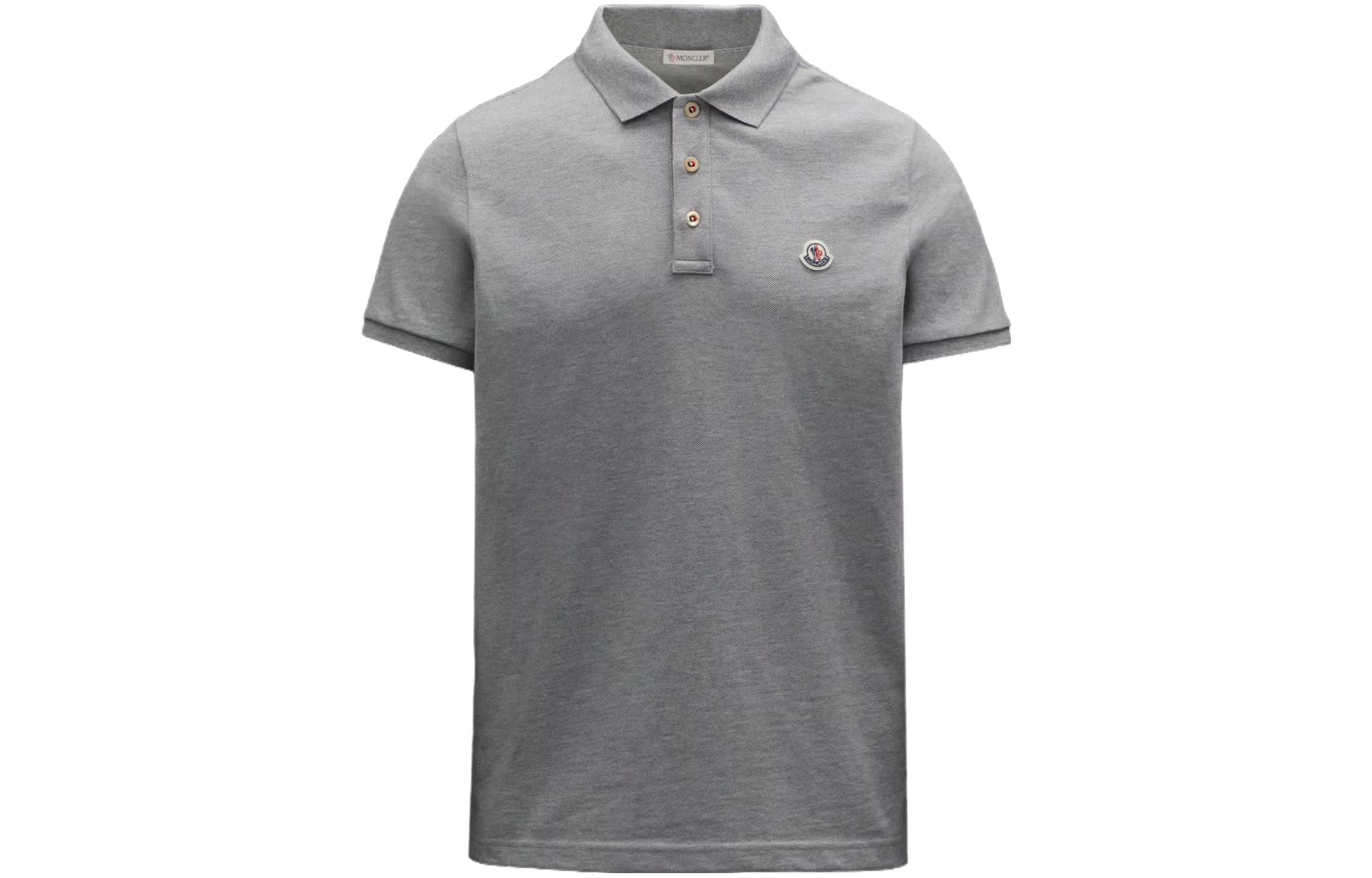 Moncler SS23 Solid Color Logo Patch  Polo Shirt - Grey I10918A0001984556984
