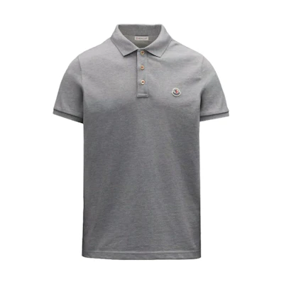 Moncler SS23 Solid Color Logo Patch Polo Shirt - Grey I10918A0001984556984