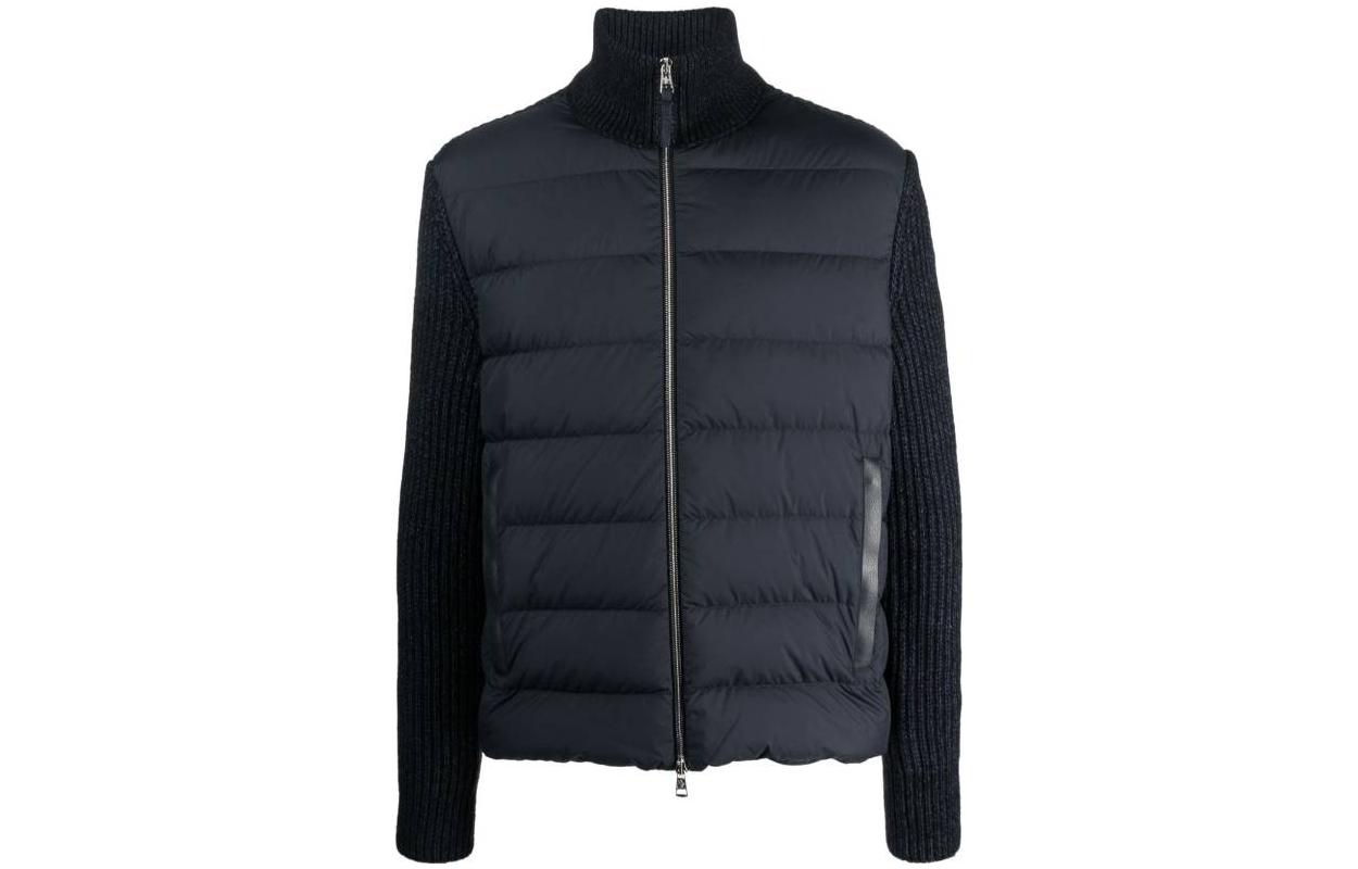 Moncler SS23 Solid Color Stand Collar Zip Down Jacket Navy Blue (). I20919B00018M3543778
