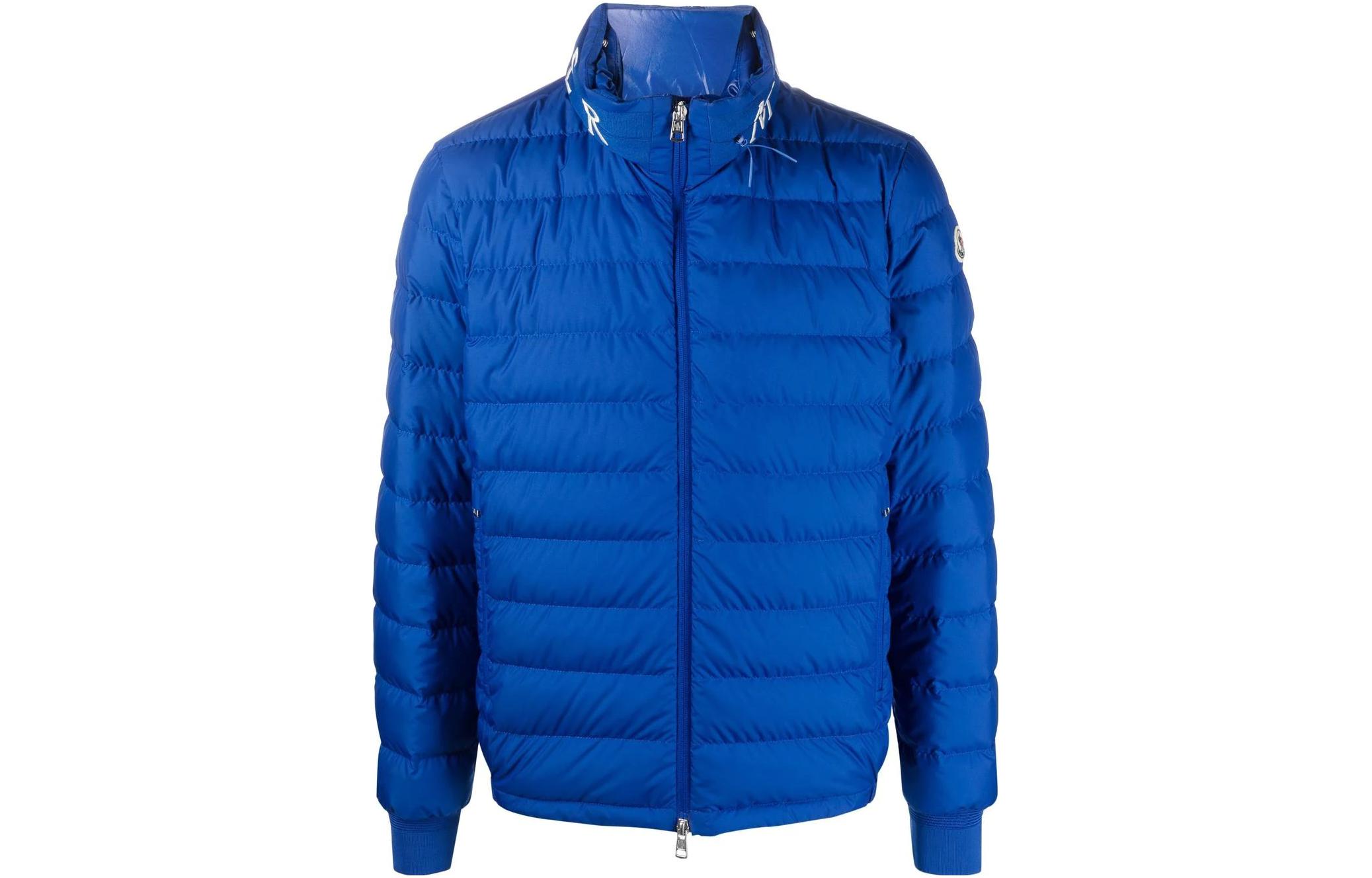 Moncler SS23 Solid Color Zip-Up Down Jacket Blue I10911A0000454A8175N