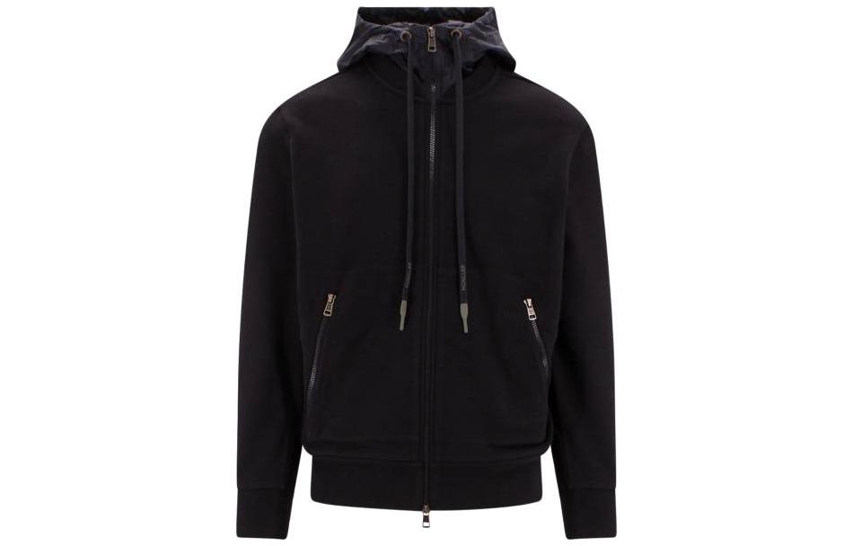 Moncler SS23 Solid Color Zip-Up Hoodie Jacket Black 8G00034899WC999