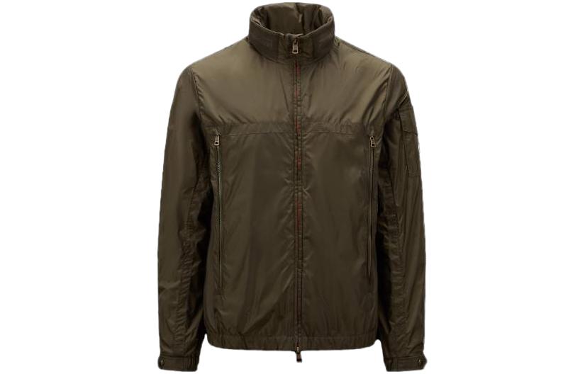 Moncler SS23 Solid Color Zip-Up Stand Collar Jacket Army Green I10911A0009768352833