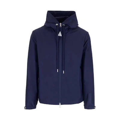 Moncler SS23 Solid Drawstring Hooded Jacket - Deep Blue 1A00008549ML742