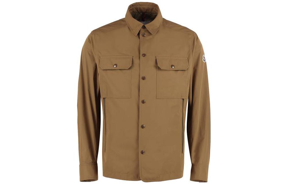 Moncler SS23 Solid Khaki Straight-Cut Long Sleeve Jacket I10911A0009654A9124L