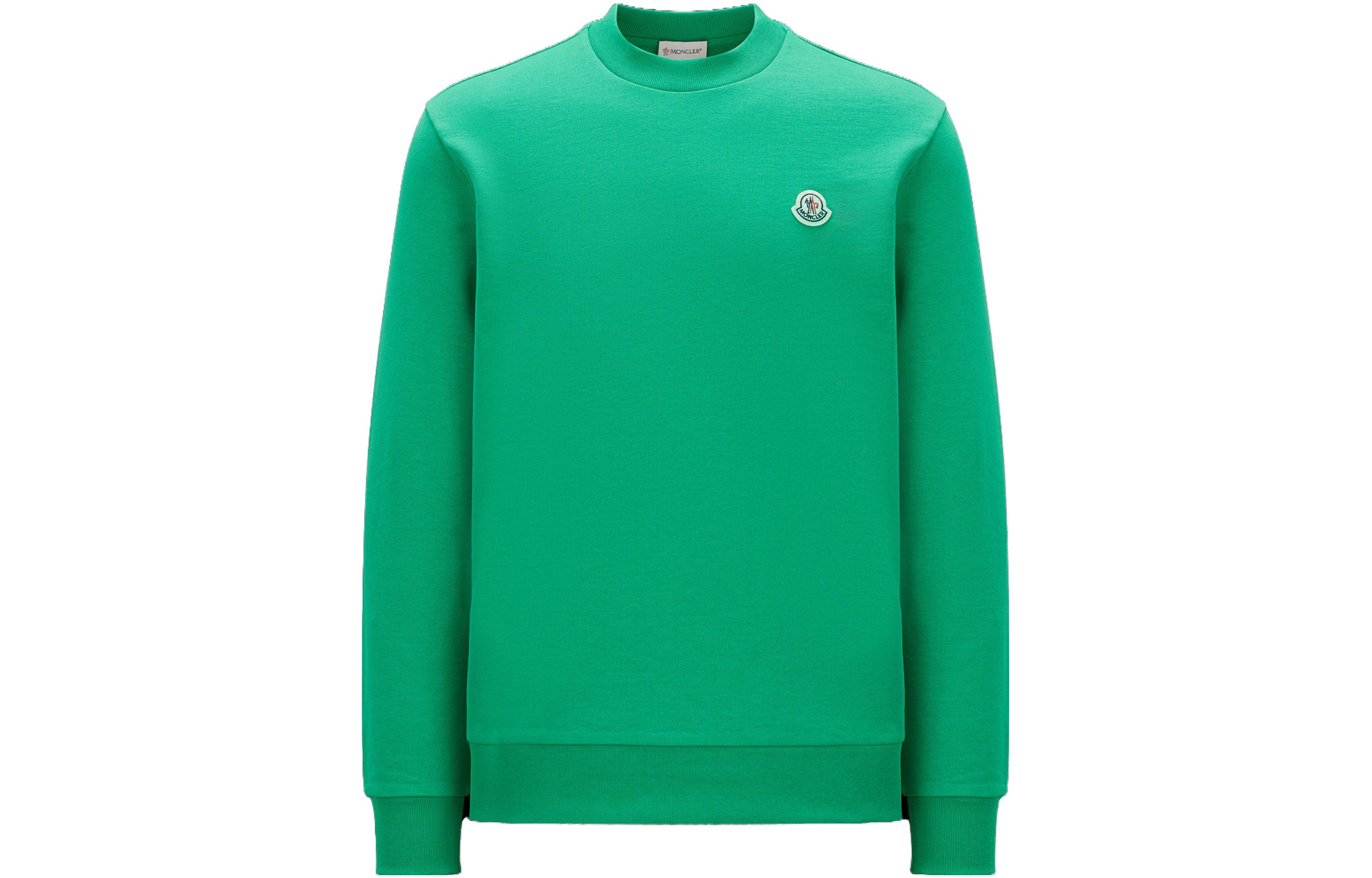 Moncler SS23 Solid Logo Crewneck Long Sleeve Sweatshirt Green I10918G00053809KR853