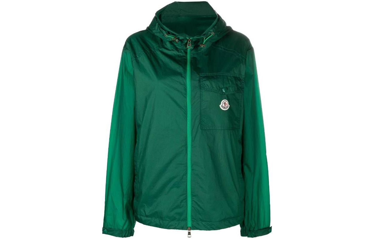 Moncler SS23 Solid Nylon Hooded Jacket Green 1A00152595F3SAMAKAR847