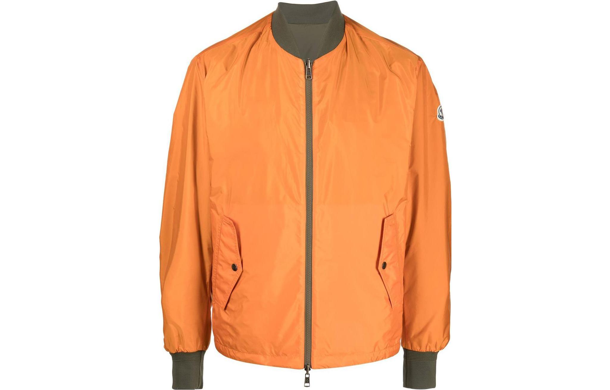 Moncler SS23 Solid Orange Baseball Collar Long Sleeve Jacket I10911A0009968352330