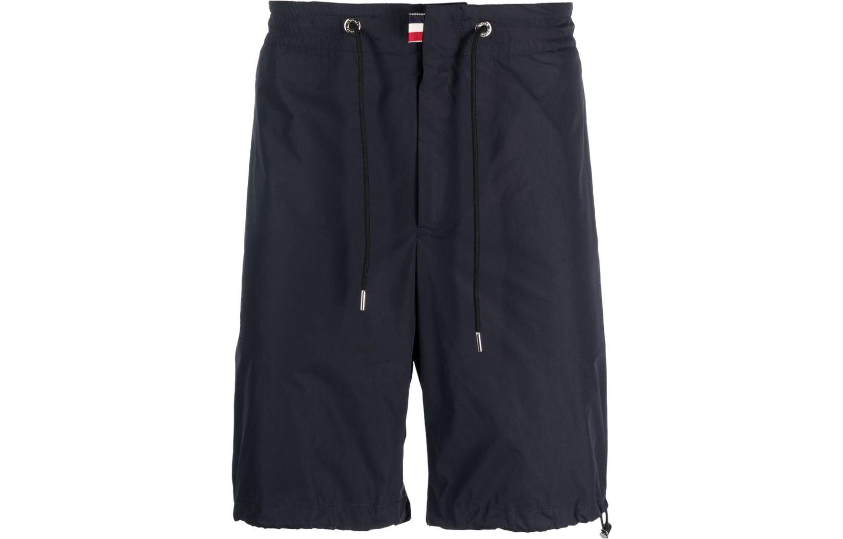 Moncler SS23 Solid Straight-Leg Drawstring Shorts Navy Edition I10912B0001254A91