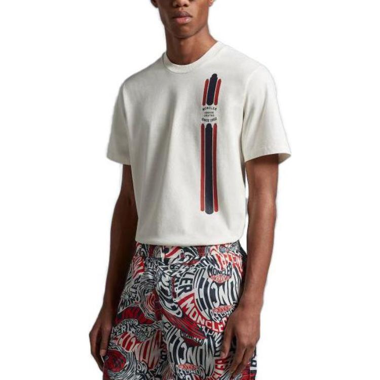 Moncler SS23 Striped Casual Pullover Short Sleeve T-Shirt Men Off-White I10918C00024M2643034 圖 5
