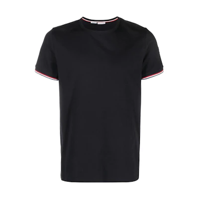 Moncler SS23 Striped Printed Crewneck Short Sleeve T-Shirt Men Navy Blue I10918C7160087296778