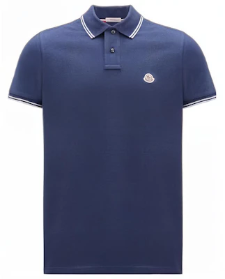 モンクレール SS23 ストライプトリム ロゴパッチ 半袖ポロシャツ メンズ ブルー I10918A0000684556795 Buy モンクレール SS23 ストライプトリム ロゴパッチ 半袖ポロシャツ メンズ ブルー I10918A0000684556795