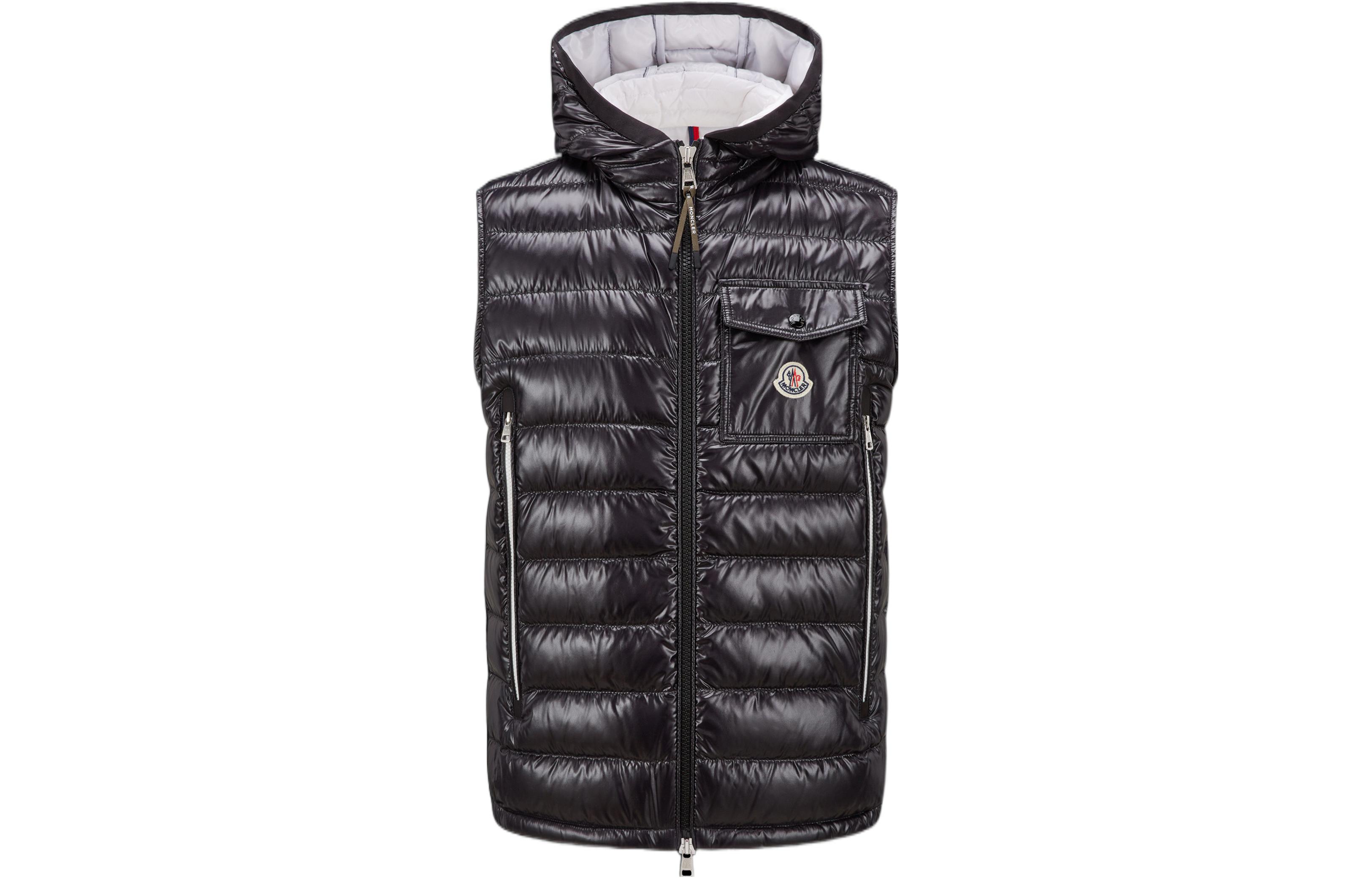 Order Moncler SS23 Unisex Jaket Rompi Hoodie Hitam Logo Patch. I10911A00068M1592999