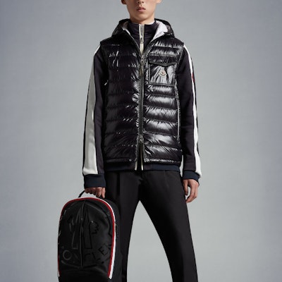 Moncler SS23 Unisex Black Logo Patch Hooded Vest Jacket I10911A00068M1592999 Lookbook Moncler SS23 Unisex Black Logo Patch Hooded Vest Jacket I10911A00068M1592999