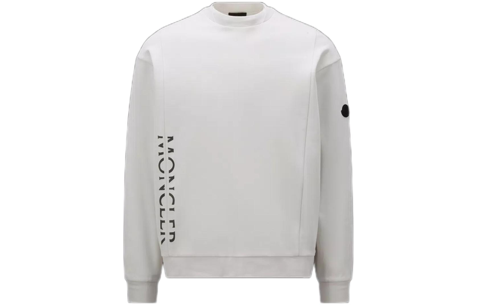 Moncler SS23 White Crewneck Sweatshirt with Logo Print I10918G00037899W491R