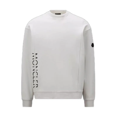 Moncler SS23 White Crewneck Sweatshirt with Logo Print I10918G00037899W491R