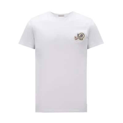 Moncler SS23 White Logo Patch Casual Short Sleeve Crew Neck T-Shirt I10918C000588390Y001
