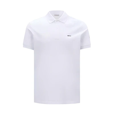 Moncler SS23 White Logo Print Short Sleeve Polo Shirt for Men. I10918A00014899P0001
