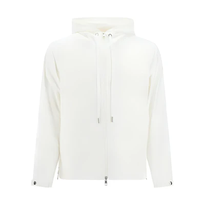 Moncler SS23 White Solid Color Drawstring Hooded Jacket 1A00008549ML032