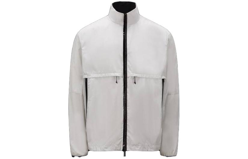Moncler SS23 White Solid Color Zip-Up Jacket with Stand Collar I10911A001056835221D
