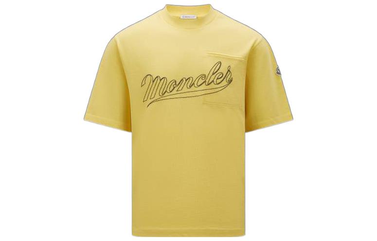 Moncler SS23 Yellow Crewneck Embroidered Logo T-Shirt I10918C00005899H5180