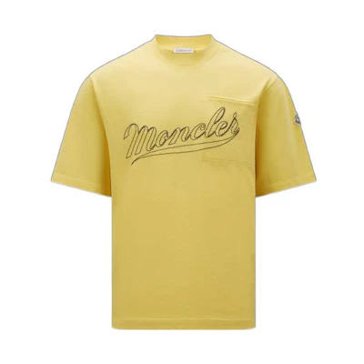 Moncler SS23 Yellow Crewneck Embroidered Logo T-Shirt I10918C00005899H5180