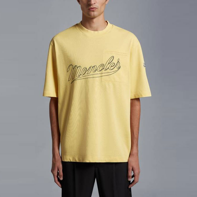 Moncler SS23 Yellow Crewneck Embroidered Logo T-Shirt I10918C00005899H5180 圖 3