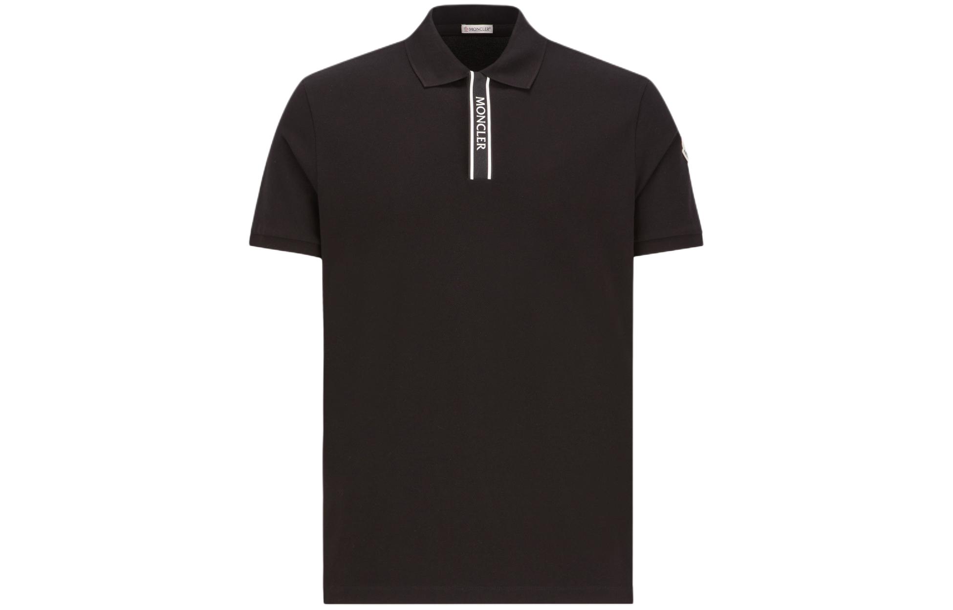 Moncler SS24  Black Casual Letter Short Sleeve Polo Shirt. J10918A0000289A16999