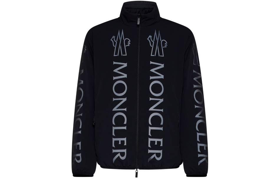 Moncler SS24  Black Loose-Fit Puffer Jacket with Lettered Zip and Stand Collar 1A00052U597EN999