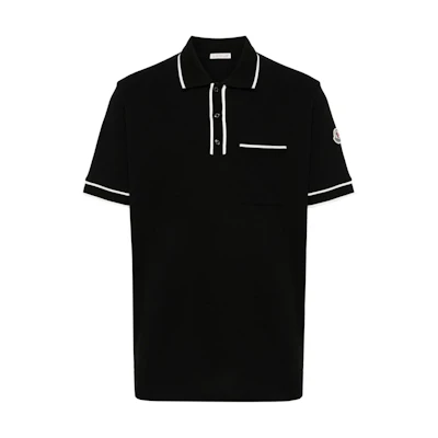 Moncler SS24 Black Slim Fit Short Sleeve Polo Shirt. J10918A0000489A16999
