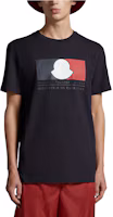 Shop モンクレール SS24 ブラックTシャツ トリコロールロゴデザイン入り J10918C000198390T778