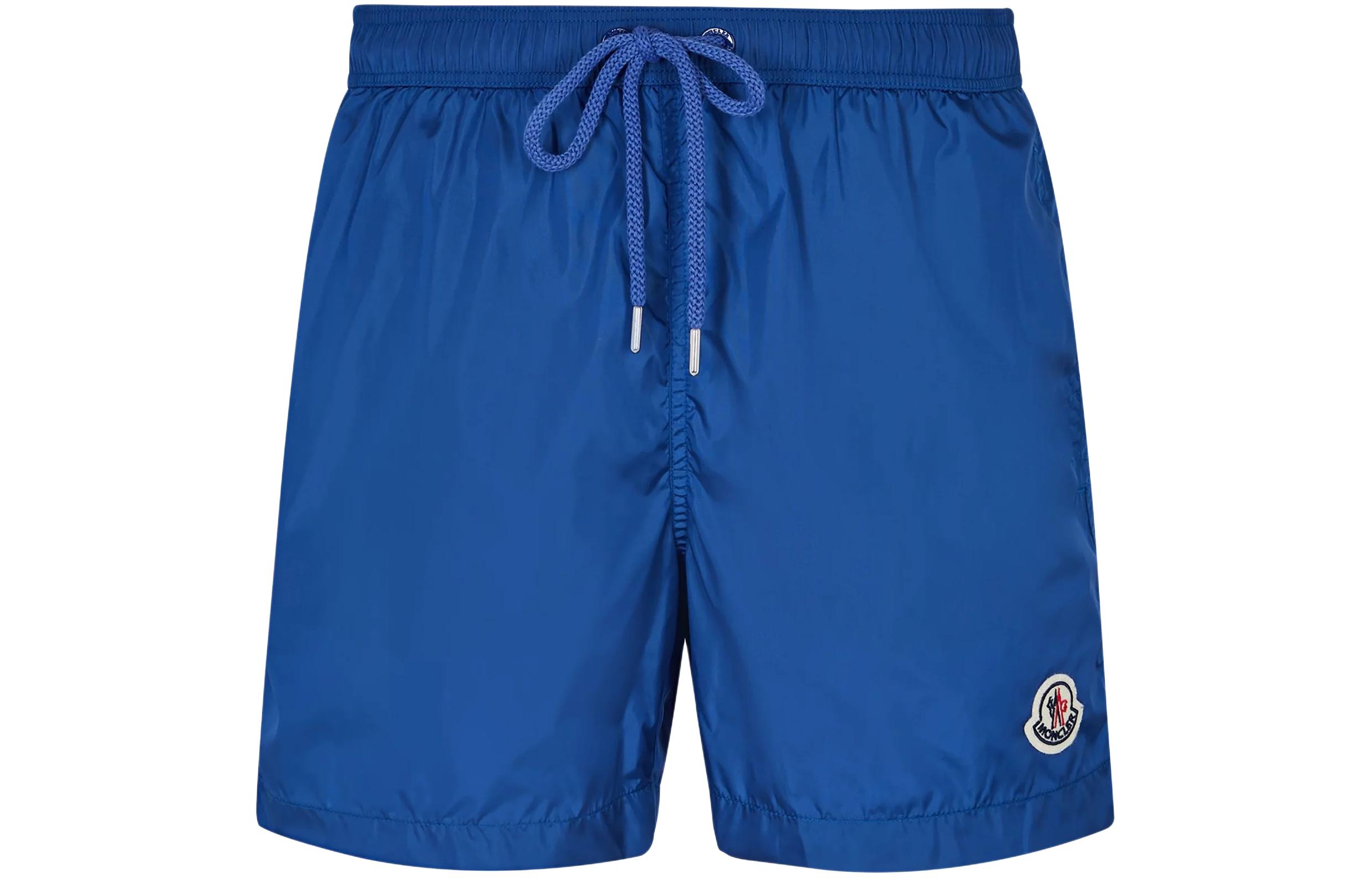 Moncler SS24  Blue Logo Drawstring Zip Pocket Swim Shorts. I20912C000055332674K