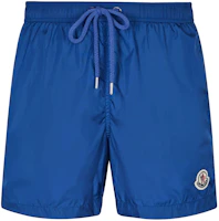 Order Moncler SS24 Seluar Pendek Berenang Biru Logo Tali Serut & Zip Poket. I20912C000055332674K