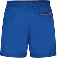 Lookbook Moncler SS24 Seluar Pendek Berenang Biru Logo Tali Serut & Zip Poket. I20912C000055332674K