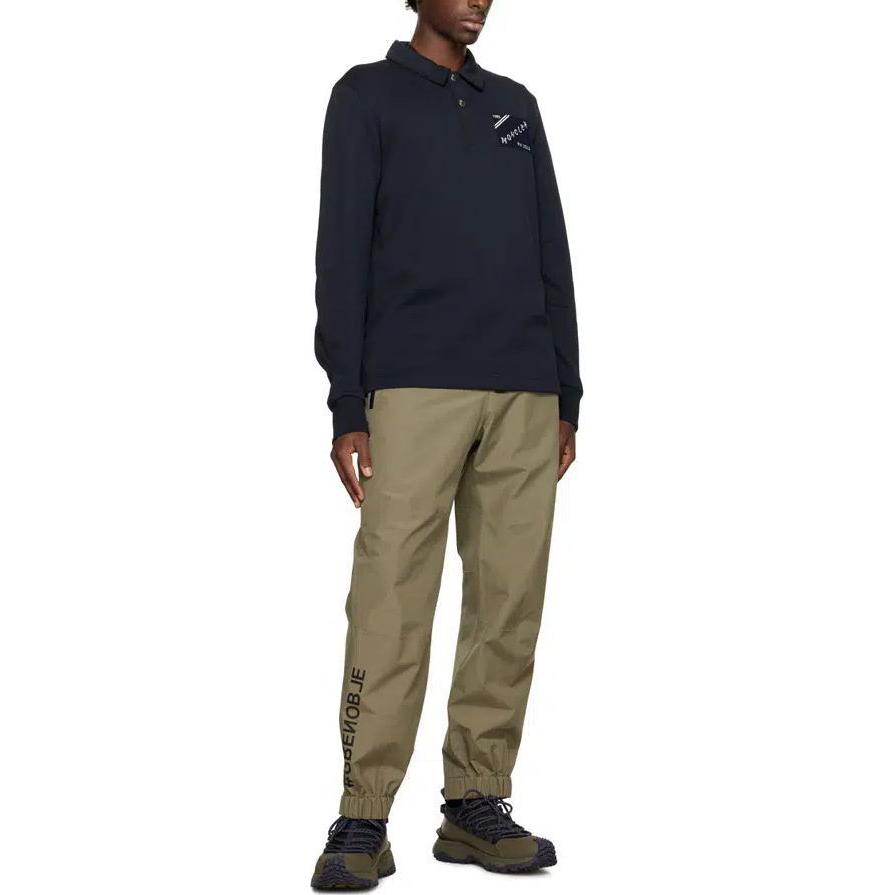 Sizing Moncler SS24 深藍色字母印花長袖POLO衫 I20918G00078809KR778